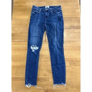 Judy Blue Distressed Skinny Fit Blue Stretch Jeans Medium Wash 0/24 Raw Hem